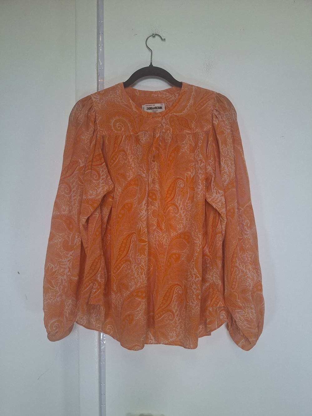 Women’s Orange Paisley Long-Sleeve Blouse by Zara
